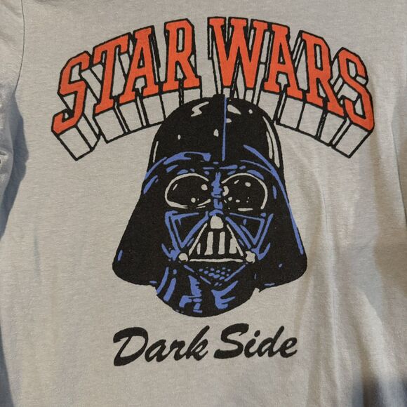 Star Wars Boys Darth Vader Dark Side Large Long Sleeve Graphic Tee Gray Empire - Picture 2 of 6